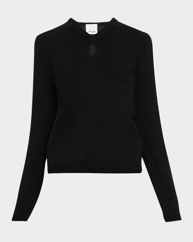Cutout V-Neck Cashmere-Blend Pullover